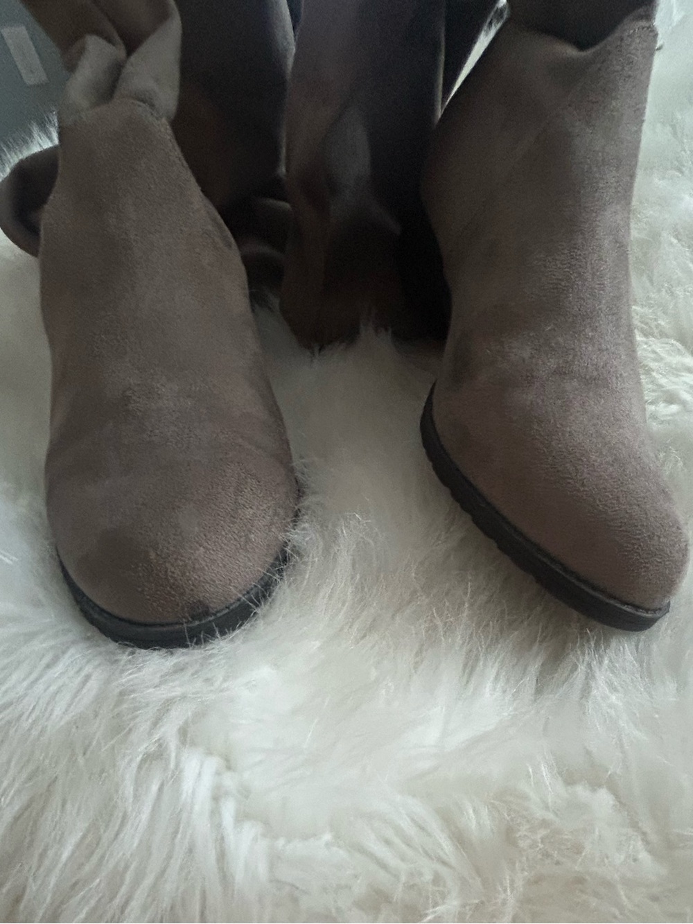Unisa Over-the-Knee faux Suede Boots in Taupe Gray - Picture 9 of 11